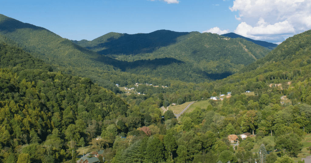 scenic view of Maggie Valley from a mountain ridge