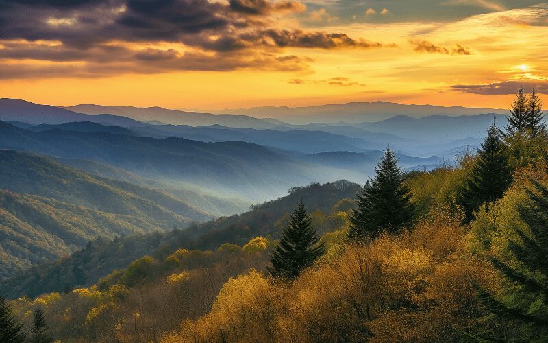 smoky mountains autumn sunset